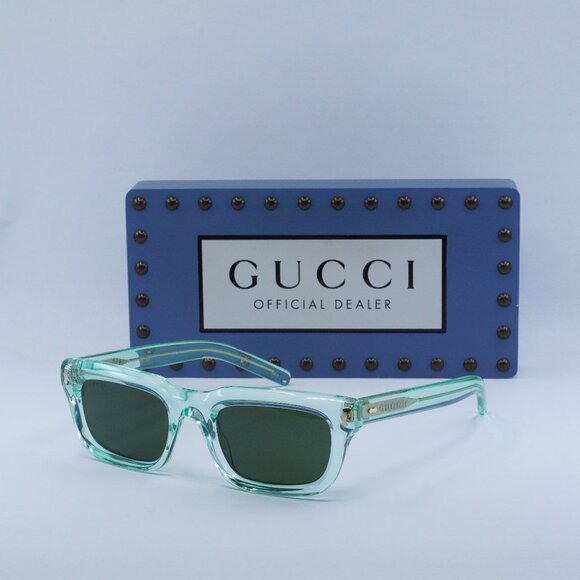 Gucci GG1524S 004 Rectangle Sunglasses - Light Green/Green - Picture 1 of 10